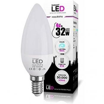 Bombilla LED E14 4W 6500K Luz fría 300LM Radiant LED