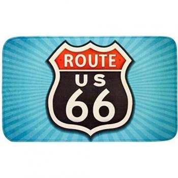 Wenko Vintage Route 66 Alfombra Baño, Poliéster, Multicolor, 75x45x275 cm