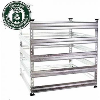 Compostador de Metal para Jardín 90x90x90 cm - Capacidad hasta 720 L para Compostaje y Reciclaje de Bio Residuos