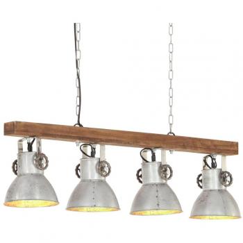 Lámpara de techo industrial madera de mango plateado E27