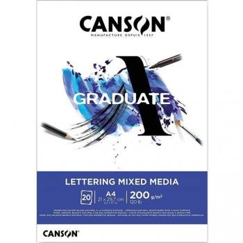 Bloc Canson Graduate Lettering Mixed Media A4 210x297mm 200gsm 20 Hojas Encolado C31250P028
