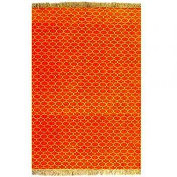 vidaXL Alfombra de Algodón Kilim 160x230cm Estampado Amarillo Decoración Hogar