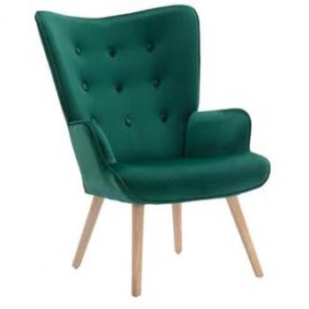 Sillón escandinavo capitoné en terciopelo verde VATELY
