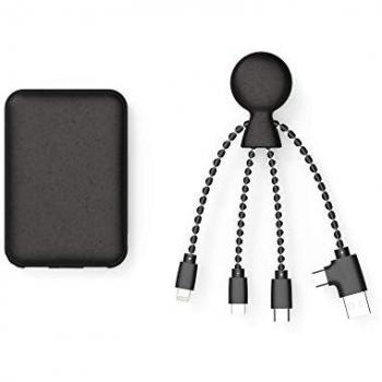 Xoopar Pack Bio Batería Externa 5000 mAh Biodegradable con Cable Multi USB (Tipo C in/out, Micro USB y Lightning)