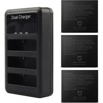 Cargador de Batería Mijia 4K Dual con 3 Ranuras y Pantalla LCD para Cámara Deportiva Xiaomi Mijia Mini