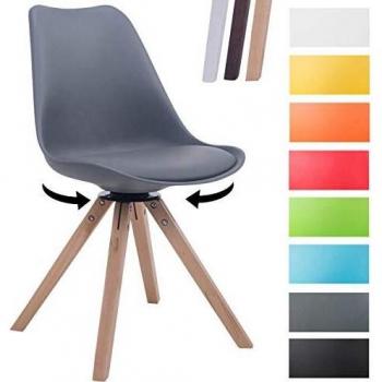 Silla de Visitas Troyes Square Gris Natural con Asiento de Piel Sintética y Patas de Madera Cuadradas, Giratoria