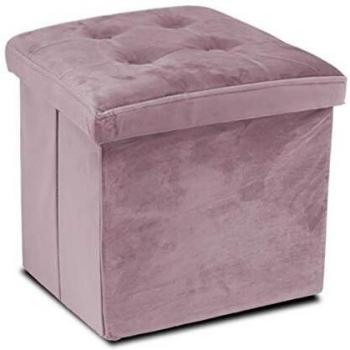 GreaTool Taburete Plegable, Reposapiés Cuadrado, Puff Almacenaje Cuadrado con Tapa, 38 X 38 X 38CM Rosa Vintage