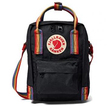 Mochila Bandolera Fjällräven Kånken Rainbow Sling 2.5L Negra con Patrón Arcoíris Unisex