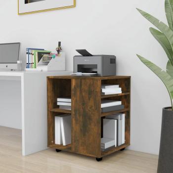 Gabinete con ruedas de madera multicapa en color roble ahumado, dimensiones 60x53x72 cm
