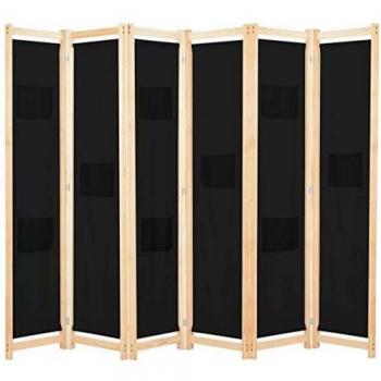 SengentoStyle Kamerscherm met 6 panelen 240x170x4 cm stof zwart