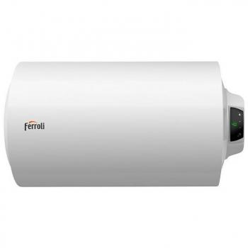 Termo eléctrico Ferroli Tiber B 80 H, capacidad de 80 litros, tipo horizontal, con clasificación energética C, resistencia eléctrica de 1500 W, sistema de protección contra sobrecalentamiento y recubrimiento interno de acero vitr