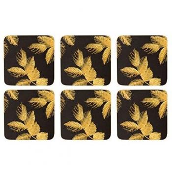 Posavasos con diseño de Hojas grabadas de Portmeirion de Sara Miller, cerámica, Gris, 30 x 40 x 3 cm