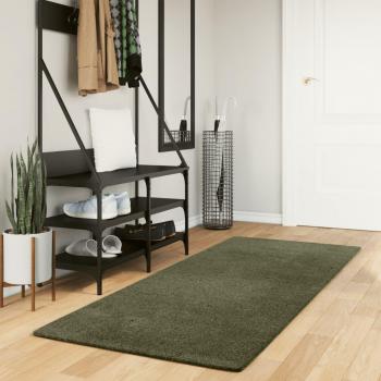 Alfombra suave lavable verde bosque corta Hal 80x200cm