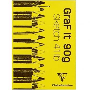 Clairefontaine 96621C Bloc Agrafé GraF'it - 80 Feuilles Papier Dessin Croquis Uni - Feuilles Détachables
