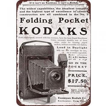 1900 plegable bolsillo Kodak cámaras reproducción de aspecto Vintage Metal placa metálica, 12 x 18 inches