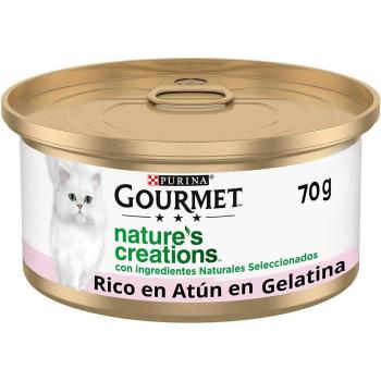 Gourmet Nature's Creations Atún con Gambas en Gelatina Comida Húmeda para Gatos Adultos Pack de 12 Latas de 70g