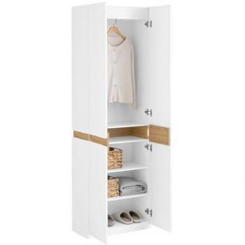 Armario Multiusos Blanco con 2 Puertas y Estantes, 61 x 30 x 192 cm KSB01-W