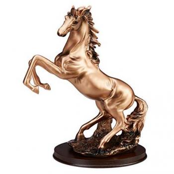 Estatua de Caballo Decorativo de Pie en Cobre con Soporte Ovalado - 32x26,5x15,5 cm