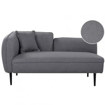 Chaise Longue Bouclé Izquierda con Cojín y Patas de Metal Gris Oscuro Chevannes