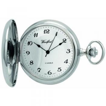 Unisex Woodford Chrome Plated Full Hunter Pocket Watch 1027