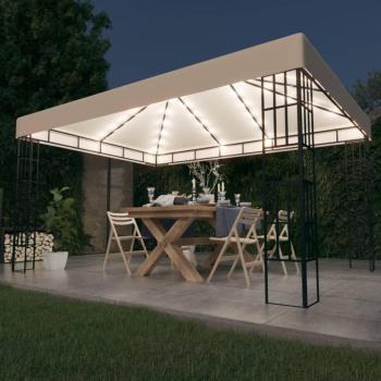 Gazebo con luces LED de cuerda 3x4 m crema