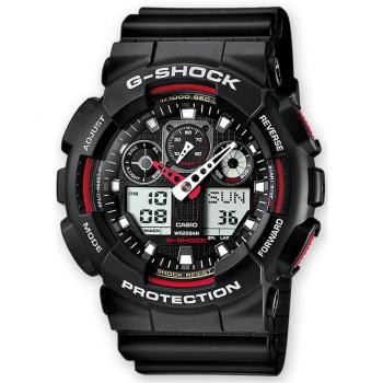 Casio G-Shock GA-100-1A4ER Men's Black and Red Resin Quartz Chronograph Watch