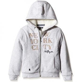 Tommy Hilfiger FELICIA LINED ZIPTHRU HD HWK L/S-Sudadera con capucha de videojuegos Niñas,  
 Grau