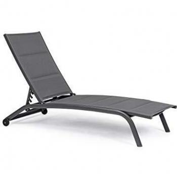Bizzotto Tumbona de jardín de Aluminio con Ruedas Antracita CLEOPAS 61x192x h96 cm