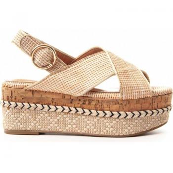 Sandalias de Mujer Montevita Tannia Beige con cuña de esparto