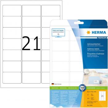 Etiquetas Premium A4 para Dirección, 63.5x38.1mm, 525 Etiquetas en 25 Hojas