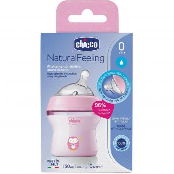 Chicco Natural Feeling Pink Baby Bottle 0m+ 150ml