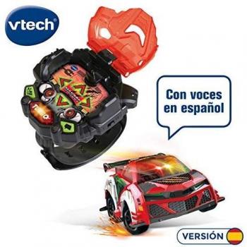 Vtech Turbo Force Racers - Coche control remoto con mando adaptado para llevar en la muñeca, conduce en 6 direcciones y activa el modo turbo, voces en español