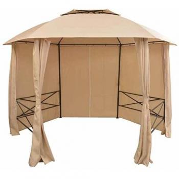 vidaXL Carpa de jardín con cortinas hexagonal 360x265 cm