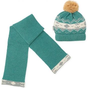 Conjunto de bebé niño de gorro y bufanda de tricot con cenefa Tutto Piccolo