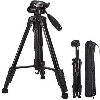 Trípode de cámara de Aluminio de Peso Ligero Ajustable de 59 Pulgadas para la Canon Nikon Sony,DSLR Gopro,trípode portátil Compacto para Viajar,Patas Flexibles Flexibles Placa de liberación rápida