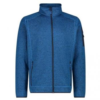 Chaqueta de montaña CMP Zaffiro-Nero-B. Blue para hombre, forro polar pesado en knit-tech jaspeado, color azul, talla 44