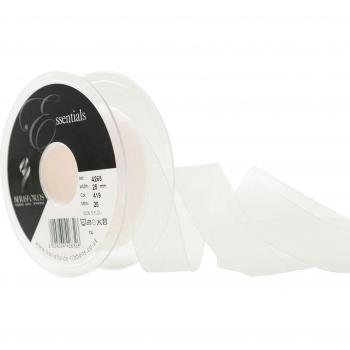 Cinta de tela supertransparente Berisfords de 25 mm, color blanco nupcial
