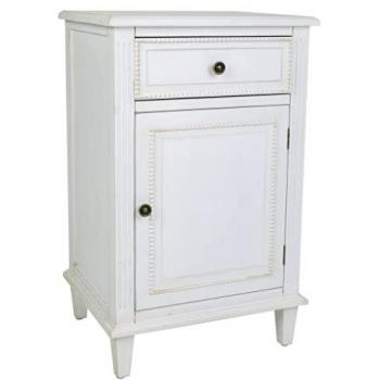Mesita de madera lacado blanco 45x36x72h cm de estilo Romántico WANDERLUST DECO