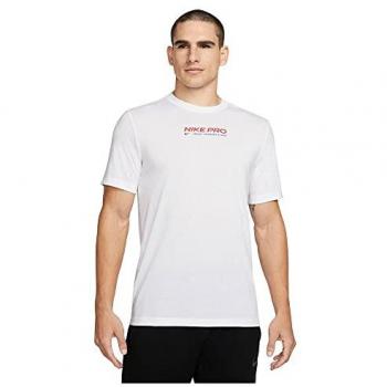 Nike Camiseta De Manga Corta Pro Dri Fit, camiseta de manga corta para hombre, tecnología Dri-Fit que absorbe el sudor, color blanco, talla XL