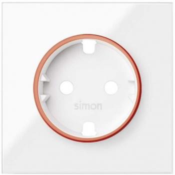 Tapa Simon 100 con aro rojo para base de enchufe schuko blanco SIMON 10000037-130