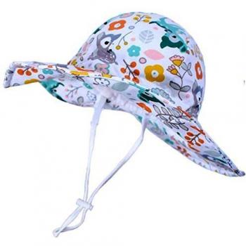 Happy Cherry - Bebé Sombrero con ala Verano para Niños Niñas Infantil Gorra de Pescador Correa Ajustable Estampado Lindo Bucket Hat Protección Solar para Playa Vacaciones - 0-12 Meses