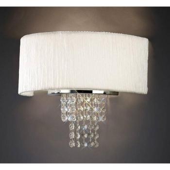 Aplique Nerissa lámpara de pared con pantalla blanca, 2 luces, cromo pulido y cristal