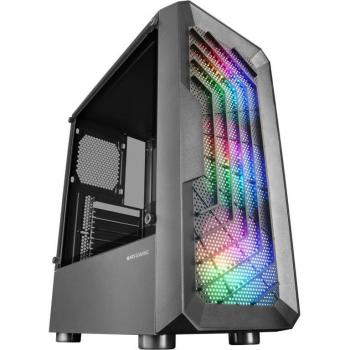 Mars Gaming MC-TOR Caja Semitorre ATX con Ventana Lateral, Frontal Mesh, 3 Ventiladores FRGB de 120mm, USB 3.0, Diseño de Cámara Dual Negra