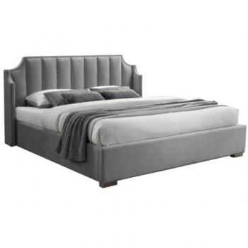 Canapé abatible 160 x 200 cm con cabecero curvado de terciopelo gris claro - TEOMIS