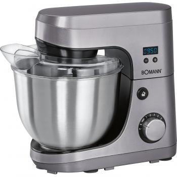 Bomann KM 392 CB Batidora Amasadora de Repostería con Velocidad Electrónica, Capacidad de 4.2 Litros, Incluye 3 Accesorios, Potencia de 600W, Fabricada en Aluminio y Acero Inoxidable - Color Plateado