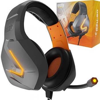 Orzly Auriculares Gaming Compatible con PS5, PS4, PC, Xbox, Nintendo Switch, con microfono, Sonido Premiun RGB Luz LED, cancelación de Ruido - Hornet RXH -20 Vesuvius Edicion
