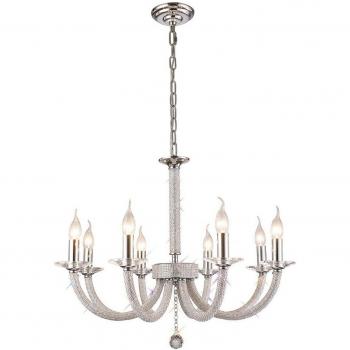 Lámpara de techo colgante Elena 8 luces cromo pulido y cristal