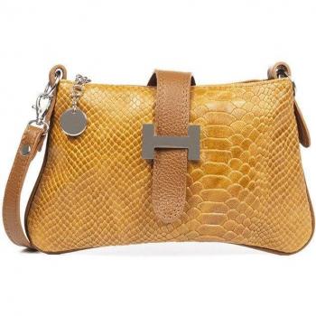 Bolso de mano Allerona en piel auténtica grabado serpiente, diseño italiano Firenze Artegiani