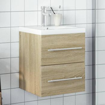 Mueble de baño con lavabo integrado de roble Sonoma Marrón
