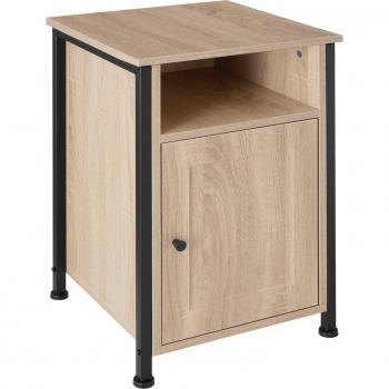 Mesilla de noche Blackburn 40 x 42 x 60,5 cm - Mesita de dormitorio versátil de estilo industrial con tablero de la mesa, compartimento y armario con estante y puerta magnética, fabricada en aglomer